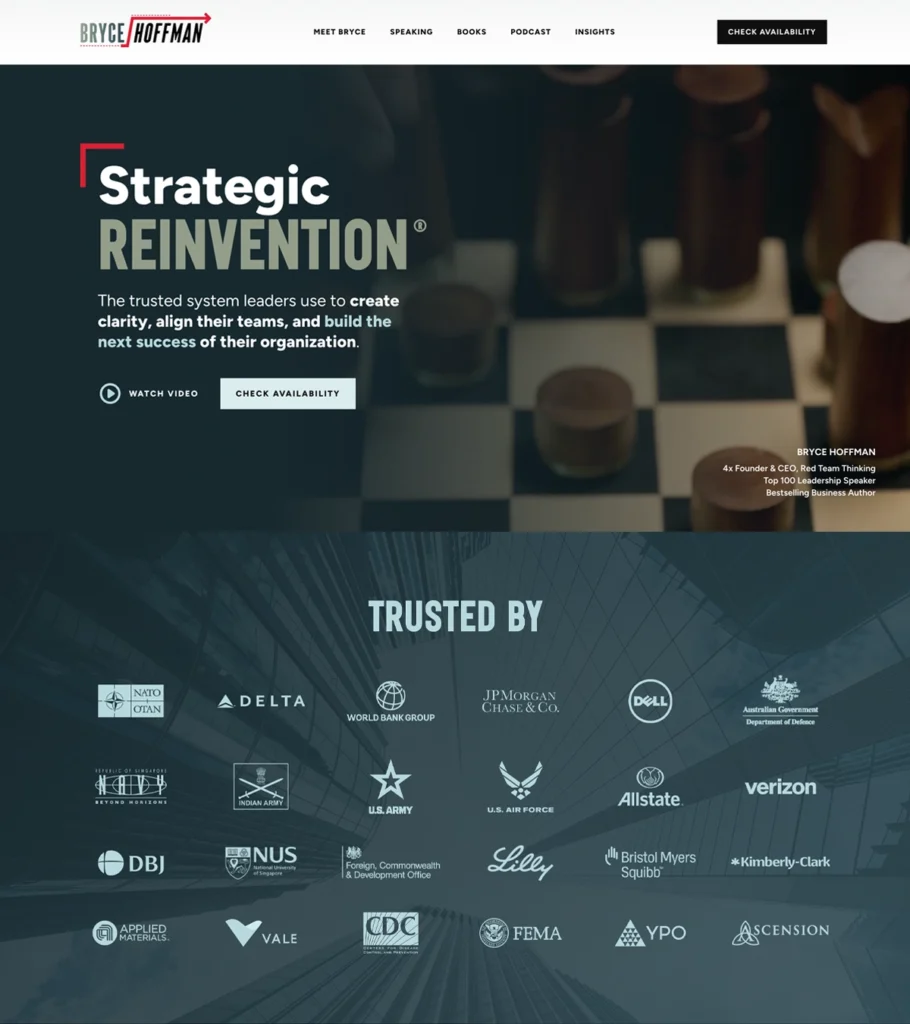 Website design and development for Bryce Hoffman, Inc Top 100 Leadership Speaker & Bestselling Author