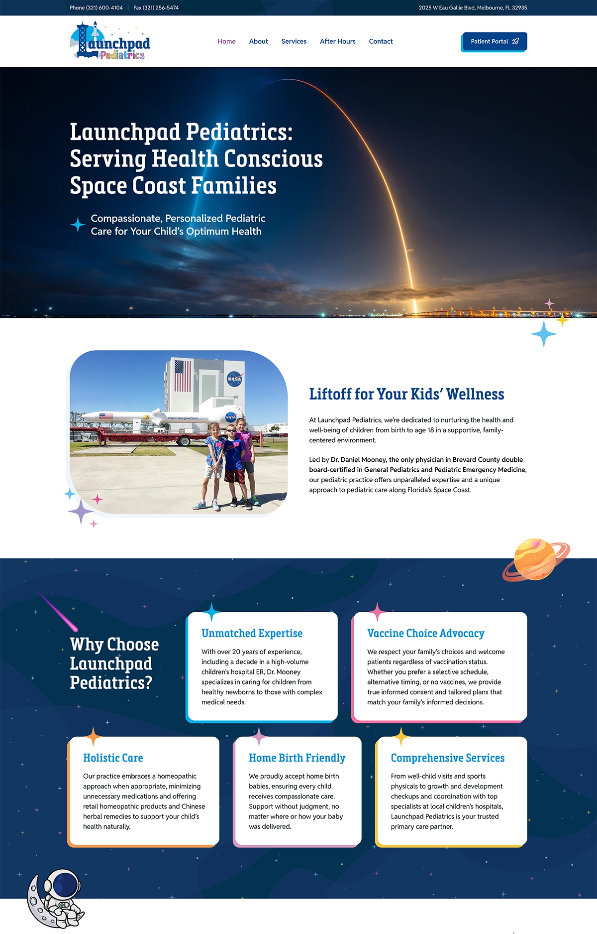 Website design for Launchpad Pediatrics of Melbourne, FL
